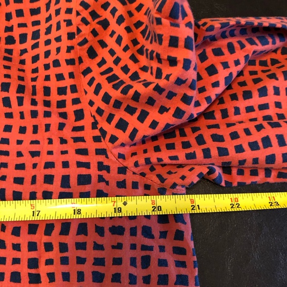 Aeffe Spa Orange Navy Patterned Button Down Blouse Cotton Sz 10 US EUC! - Picture 14 of 16